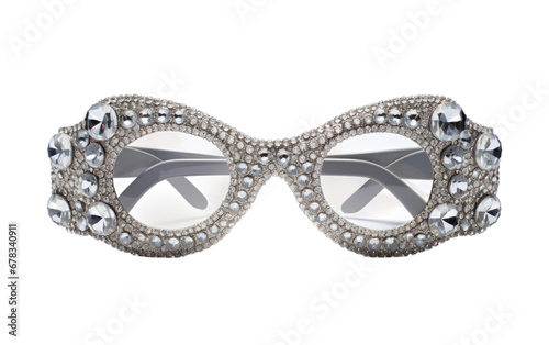 Crystal Elegance Glasses Design with Dimond on a Clear Surface or PNG Transparent Background.