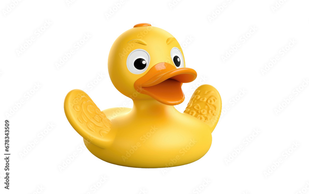 Fototapeta premium Doodle Duck in Yellow Color with Smiling Face on a Clear Surface or PNG Transparent Background.