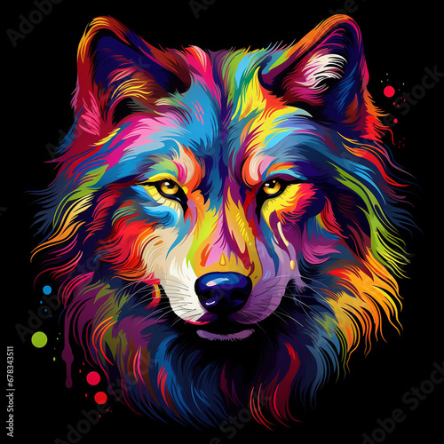 wolf head colourful illustration