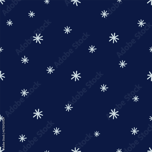 Vector Christmas pattern with snowflakes. Festive ornament in retro style. Simple seamless abstract texture