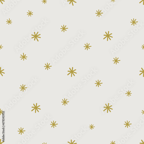 Vector Christmas pattern with snowflakes. Festive ornament in retro style. Simple seamless abstract texture