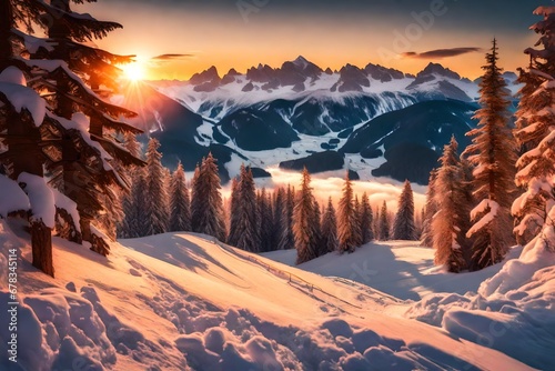 sunrise in the mountains © art design
