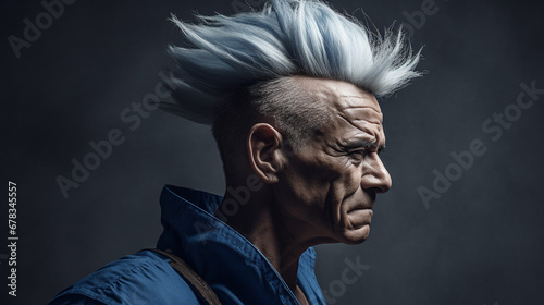 Profile of a man with a Mohawk hairstyle. AI Generated