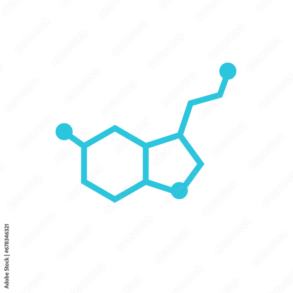 Serotonin ancient molecule symbol. From blue icon set.