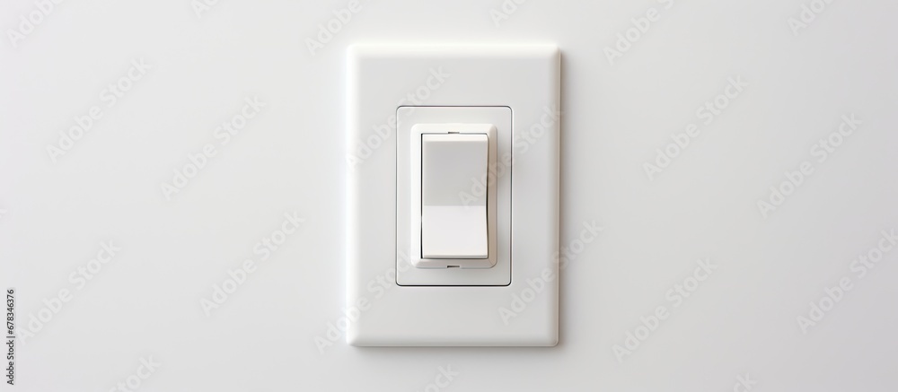 White plastic power switch on apartment wall White plastic power switch on apartment wall