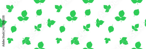 Fresh Herbal leaves background, web banner, green and white seamless pattern background, tag, label decor © LeonART