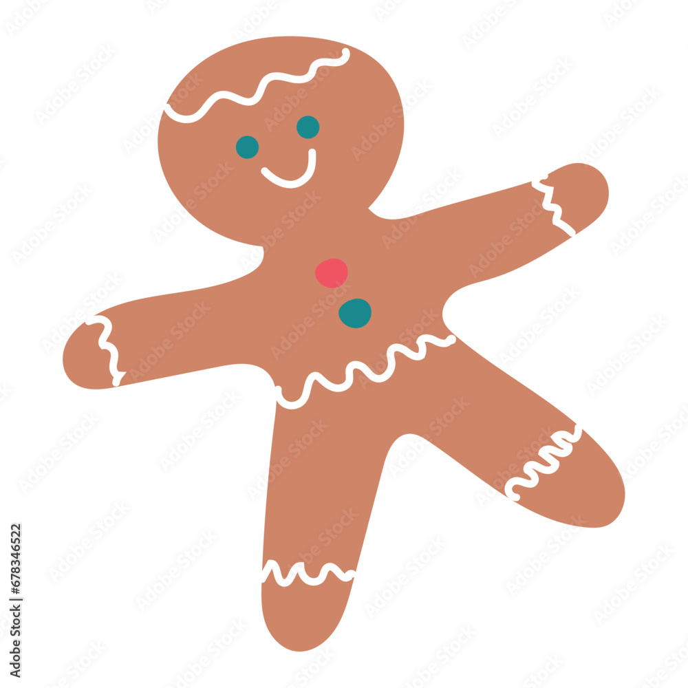 Fototapeta premium Isolated colored gingerbread cookie sketch icon Vector