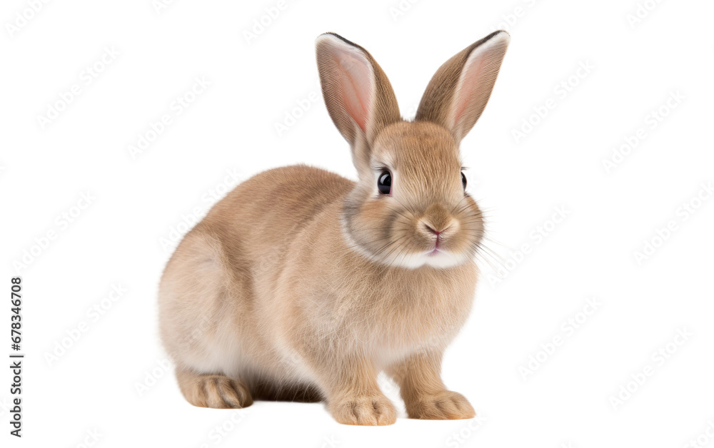 Bunny in Brown Color with Long Ear on a Clear Surface or PNG Transparent Background.