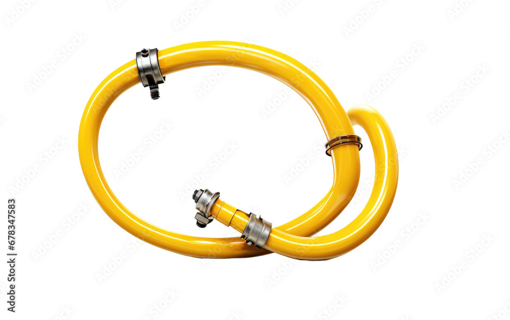 Fuel Line Pipe in Yellow Color on a Clear Surface or PNG Transparent Background. Fuel Line Pipe in Yellow Color on a Clear Surface or PNG Transparent Background.