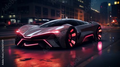 Supercar luxary futuristic cyberglow with neon