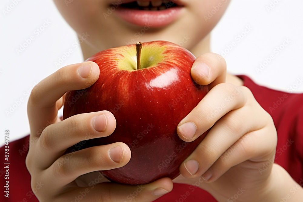 Close-up of a Woman's Mouth Savoring the Juicy Crunch of a Fresh, Crisp Apple in Biting Motion, Healthy Snacking Concept Close-up of a Woman's Mouth Savoring the Juicy Crunch of a Fresh, Crisp Apple in Biting Motion, Healthy Snacking Concept
