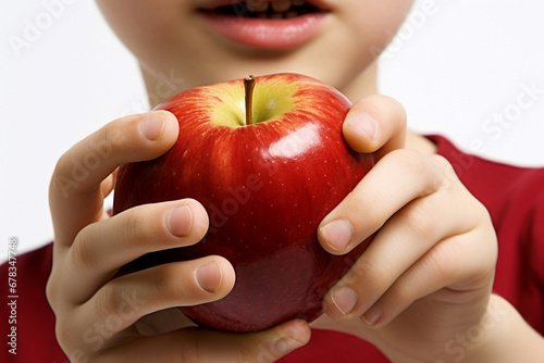 Close-up of a Woman's Mouth Savoring the Juicy Crunch of a Fresh, Crisp Apple in Biting Motion, Healthy Snacking Concept" AI generated