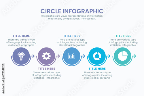 Minimal business circle infographic design template for cycling diagram. presentation and round chart. Business concept with 5 stages. Modern flat vector illustration for data visualization.