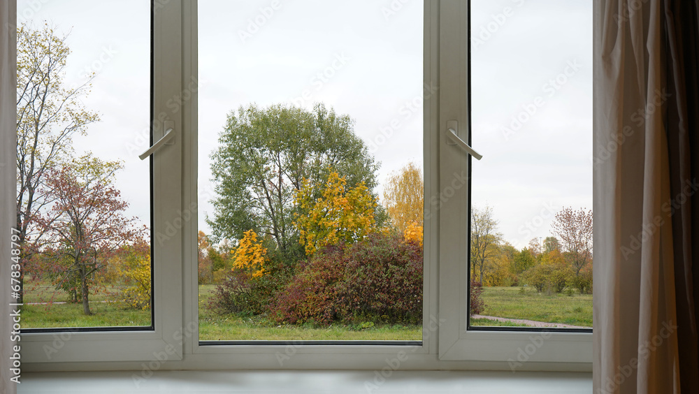Window frame, view from the window, landscape outside. Window frame, view from the window, landscape outside.