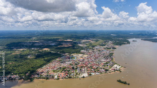 Large aerial shot of Saint Laurent du Maroni French Guiana rainforest photo
