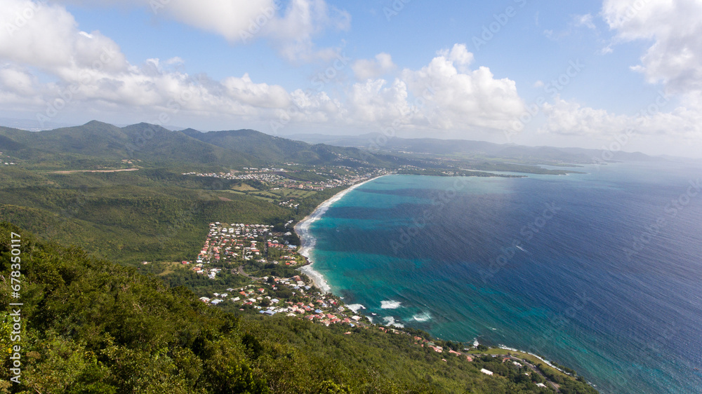 Fototapeta premium Aerial shot view from Morne l'archer Martinique