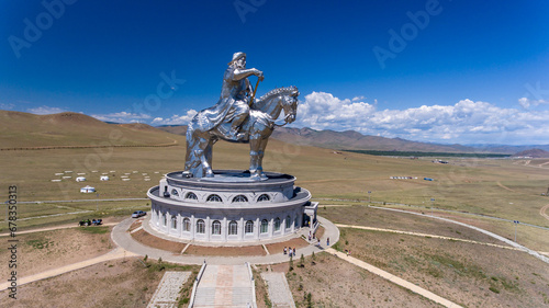 Iconic equestrian statue of Genghis Khan in Mongolia.