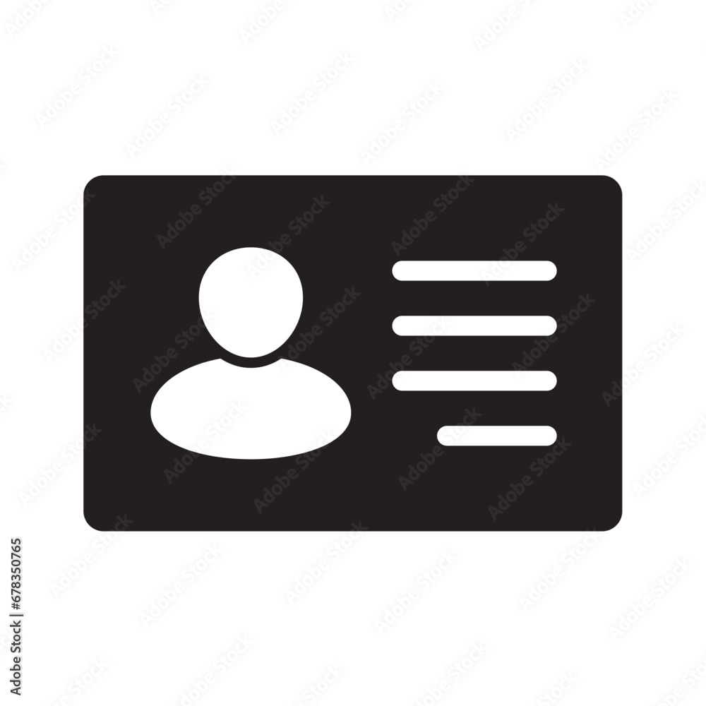 ID Card icon. Employee clerk card, driver license, Identification card, staff identification card symbol. Design for website and mobile app. ID Card icon. Employee clerk card, driver license, Identification card, staff identification card symbol. Design for website and mobile app.