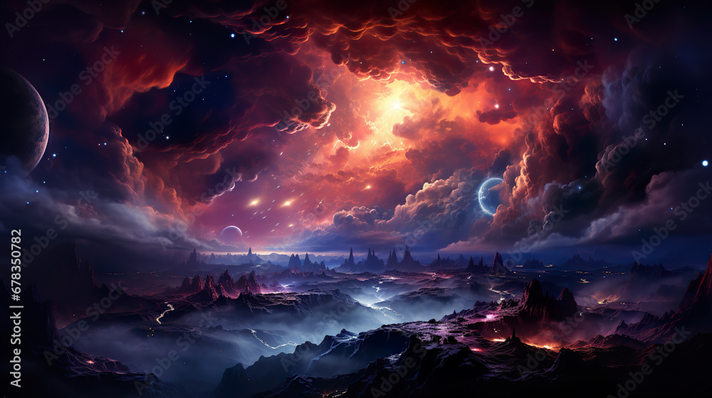 Fototapeta premium Space Scene with Planets. Generative Ai