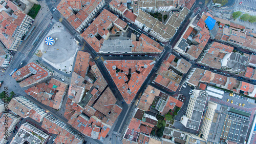Aerial intricacy of Montpellier's historic streets. © Alix Millet