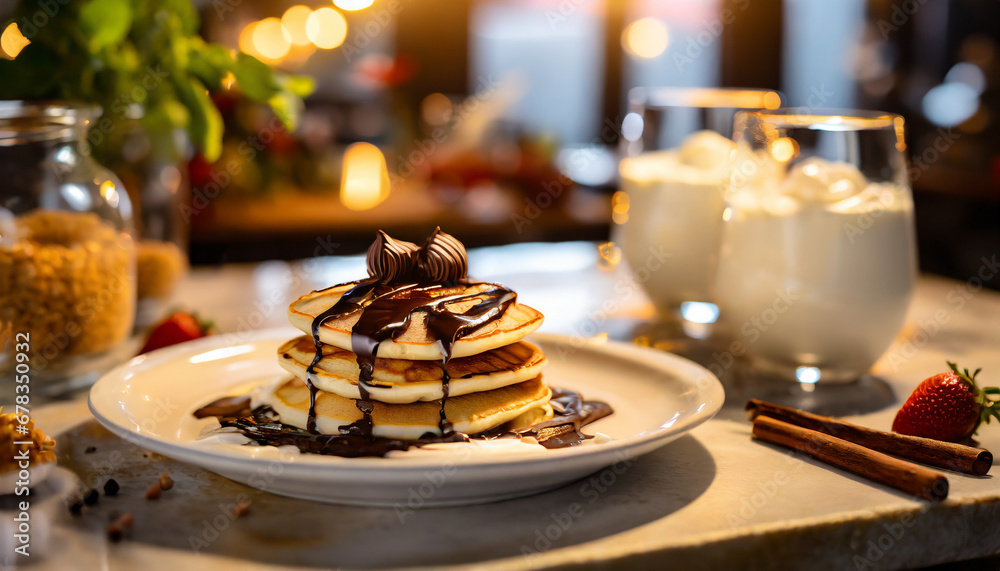 Pancakes with chocolate drizzle Pancakes with chocolate drizzle
