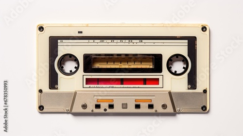 Musical nostalgia! audio cassette tape on a white background, a symbol of vintage sound.
