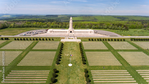 Verdun's Douaumont Ossuary from above sunny day memorial photo
