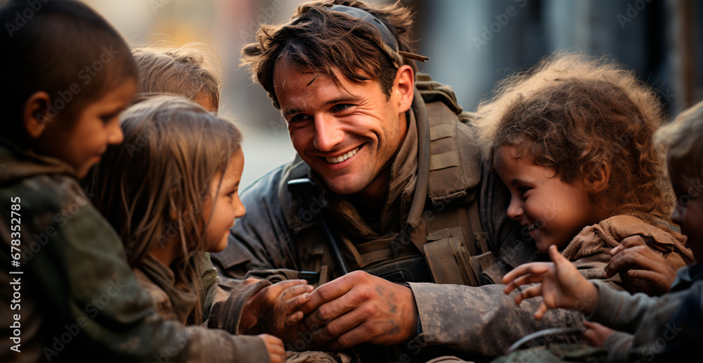 Military and children, military doctors help children, saving children ...