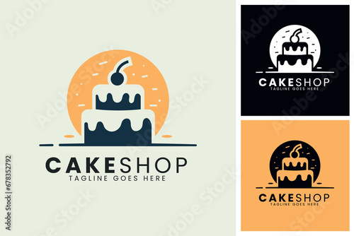 Cake Shop logo design, cake brand icon design