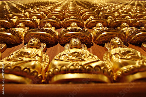 Golden Buddha at Wat Leng Nei Yee 2 Temple.Bangkok, Thailand photo