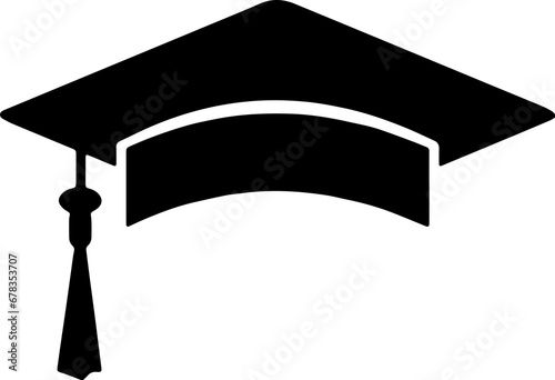 Silhouette of graduation cap or education hat on transparent background photo