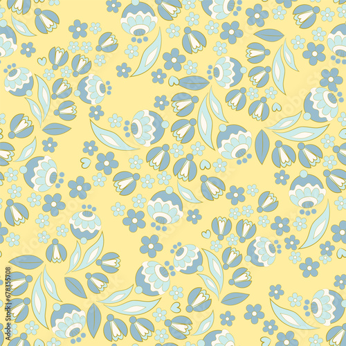 Seamless pattern with flowers. Vector Floral Illustration