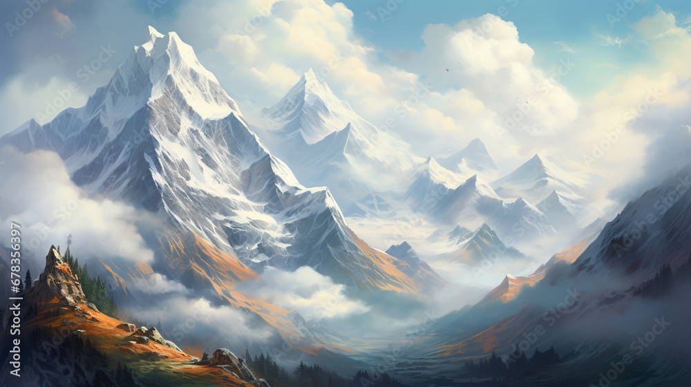 Snowy Mountains.Generative Ai