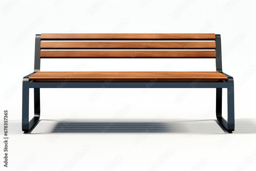 Sleek outdoor bench emphasizing minimalism isolated on a white background Sleek outdoor bench emphasizing minimalism isolated on a white background