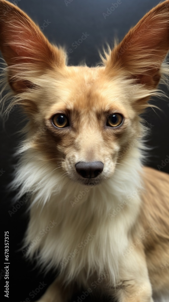 A charming small dog with upright ears and a captivating expression, captured in high-end animal photography. Generative AI. A charming small dog with upright ears and a captivating expression, captured in high-end animal photography. Generative AI.