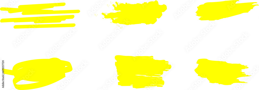 Highlighter Brush Set Hand Drawn Yellow Highlight Marker Stripes. Highlighter line yellow marker strokes lines Vector Illustration. Highlighter Brush Set Hand Drawn Yellow Highlight Marker Stripes. Highlighter line yellow marker strokes lines Vector Illustration.
