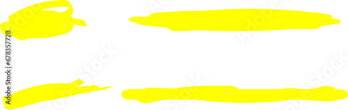 Highlighter Brush Set Hand Drawn Yellow Highlight Marker Stripes. Highlighter line yellow marker strokes lines Vector Illustration.