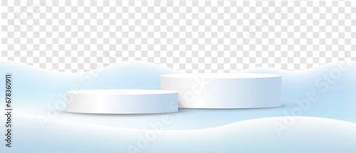 Winter White Podium And Transparent Background