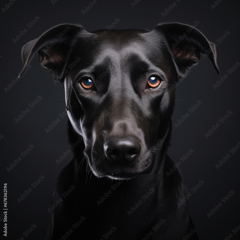 < Closeup dog portrait of doberman pinscher, in the style of minimalistic portraits>