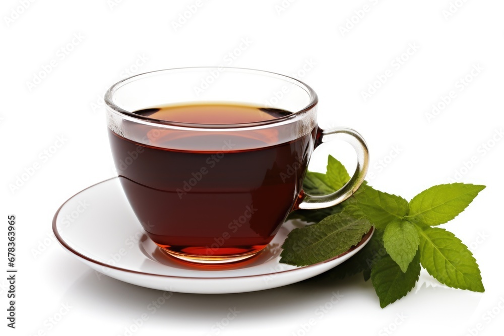 cup of hot aromatic tea on white background. AI Generated