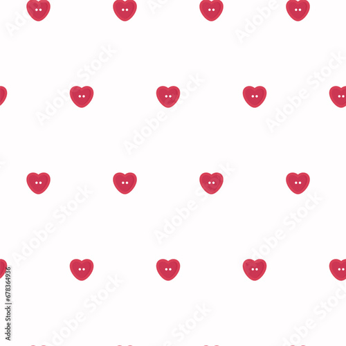 Seamless pattern of pink heart-shaped buttons