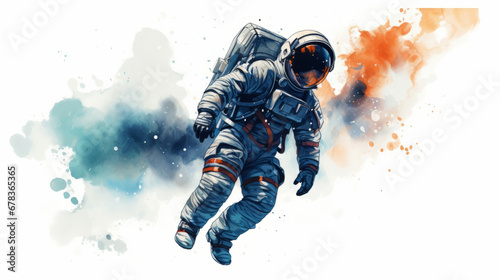 A painting of a man in a space suit