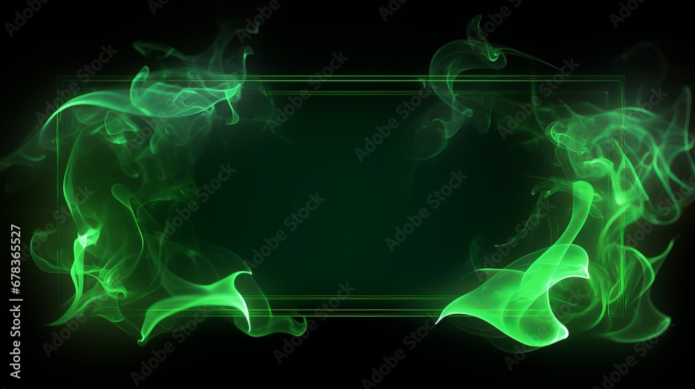 A square frame with green smoke on a black background