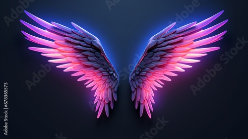 A pair of pink and purple wings on a black background