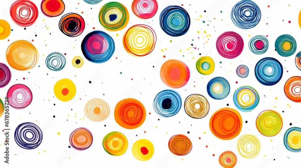 A group of colorful hand drawn circles on a white background A group of colorful hand drawn circles on a white background