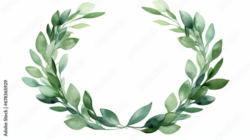A watercolor painting of a wreath of leaves A watercolor painting of a wreath of leaves