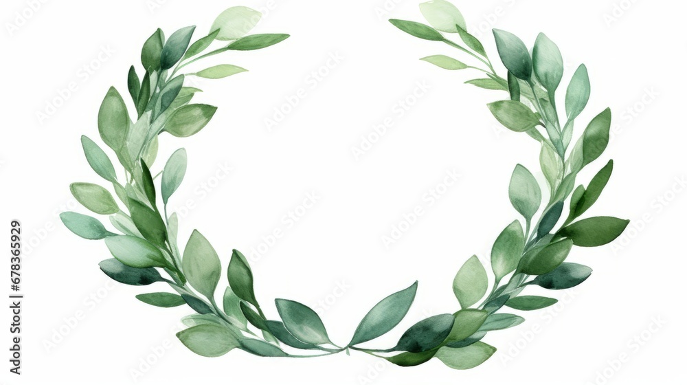 A watercolor painting of a wreath of leaves