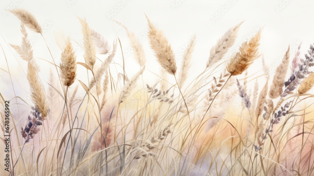 Fototapeta premium A painting of a field of tall grass