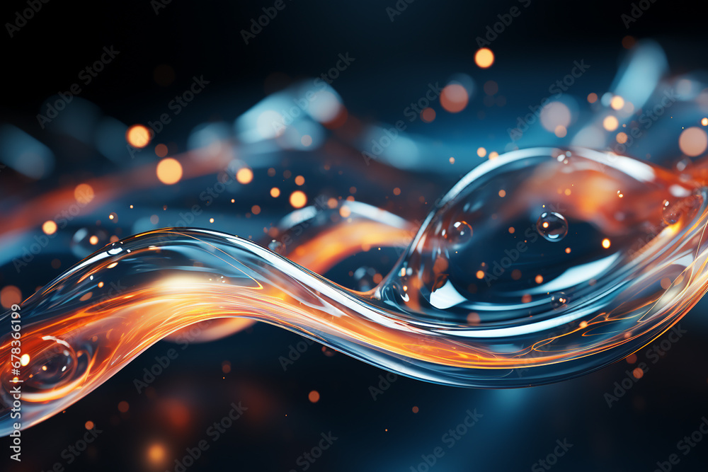 Obraz premium Abstract background with copy space. Smooth flowing shapes. Luminous waves.