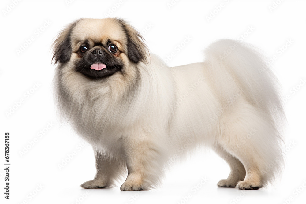 Obraz premium photo with white background of a Pekingese breed dog